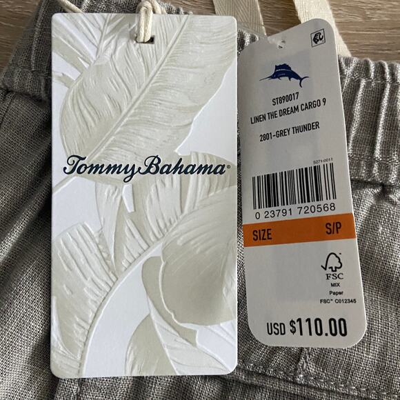Tommy Bahama Men's Small x 9 "Linen the Dream" Cargo Shorts Linen Blend Grey NEW - Picture 11 of 11